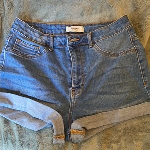 High Rise Denim Stretch Shorts